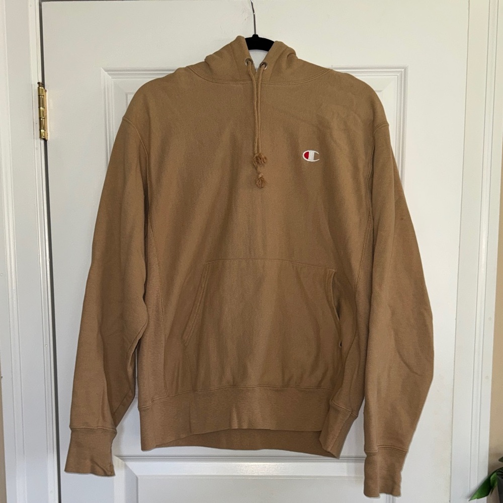 Champion Caramel Tan Pullover Hoodie with Embroidered Logo
